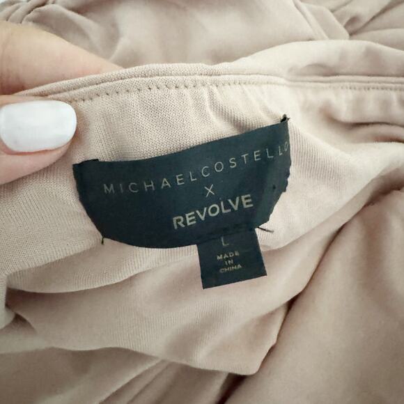 MICHAEL COSTELLO x Revolve Everly Ruched Mini Dress Mauve Nude Large L - Picture 9 of 11